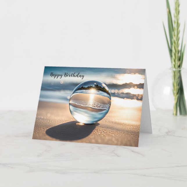 Carte Balle De Lens Avec Réflexion Plage Pour Anniversai (Devant)