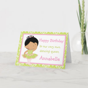 Carte Ballerina afro-américaine mignonne anniversaire