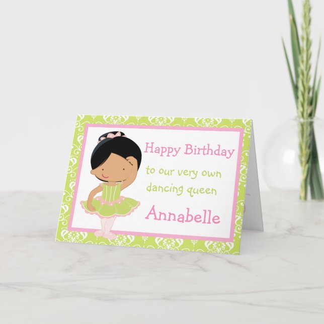 Carte Ballerina afro-américaine mignonne anniversaire (Devant)