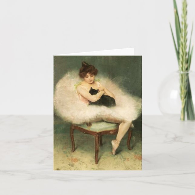 Carte Ballerina avec chat noir (Devant)