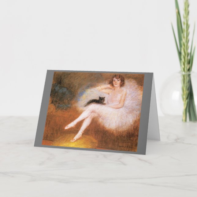 Carte Ballerina avec chat noir par Carrier-Belleuse (Devant)