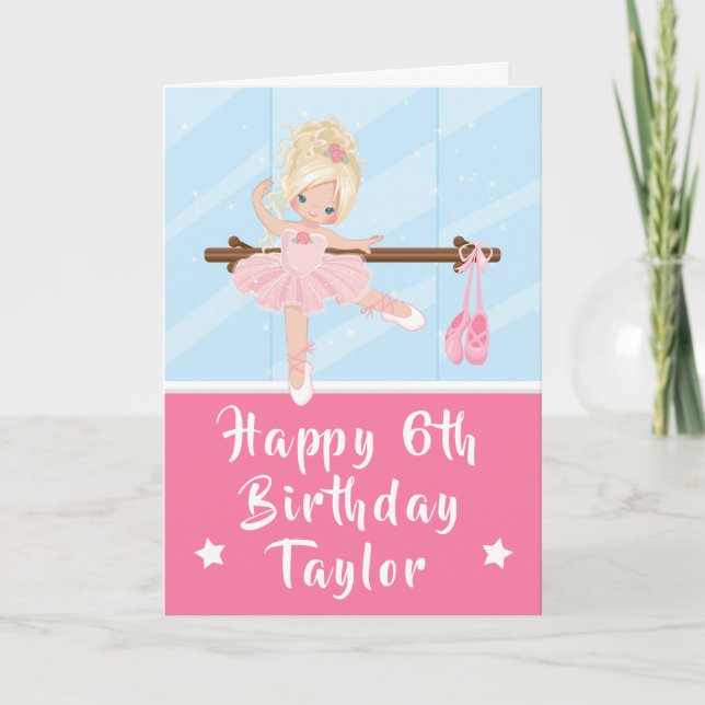 Carte Ballerina Blonde Coiffeuse rose joyeuse voiture d' (Devant)