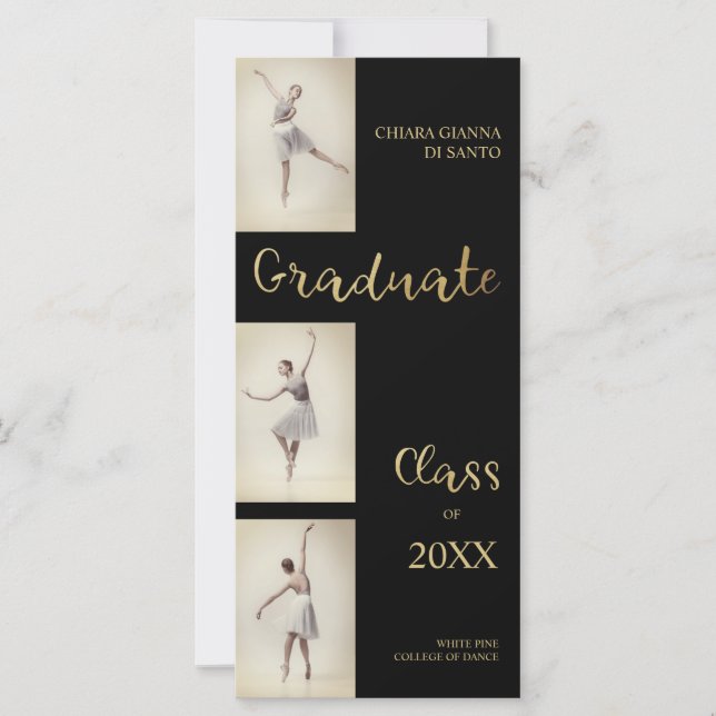 Carte Ballerina Dancer Trois Photo Dance Graduation (Devant)