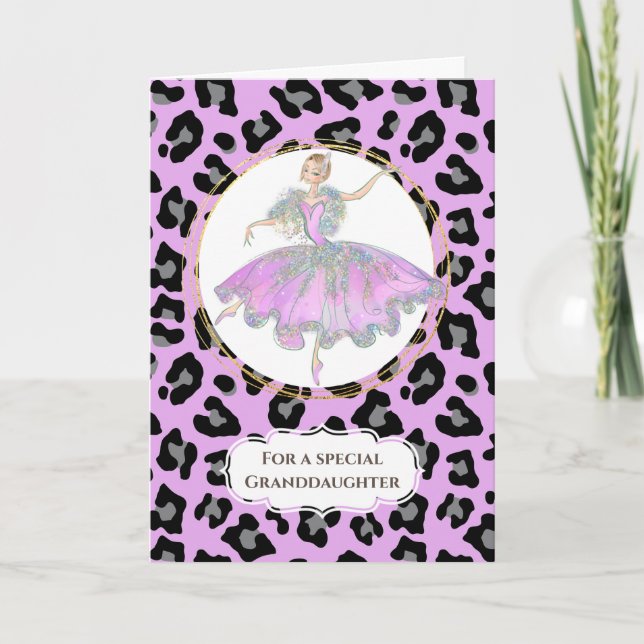 Carte Ballerina dans le léopard d'anniversaire de petite (Devant)