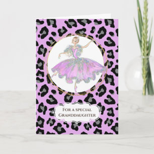 Carte Ballerina dans le léopard d'anniversaire de petite
