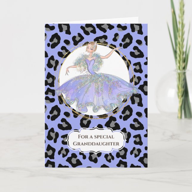 Carte Ballerina dans le léopard d'anniversaire de petite (Devant)