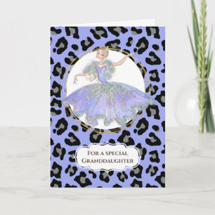 Carte Ballerina dans le léopard d'anniversaire de petite
