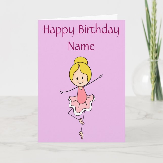 Carte Ballerina Joyeux Anniversaire Personnalisé (Devant)