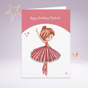 Carte Ballerina Pink Tutu Danser Fille Anniversaire