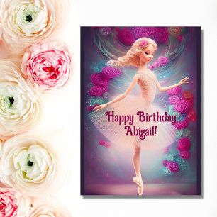 Carte Ballerina Rose Floral Rose Ballet Joyeux anniversa
