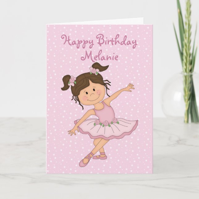 Carte Ballerina rose mignonne 2 Anniversaire (Devant)