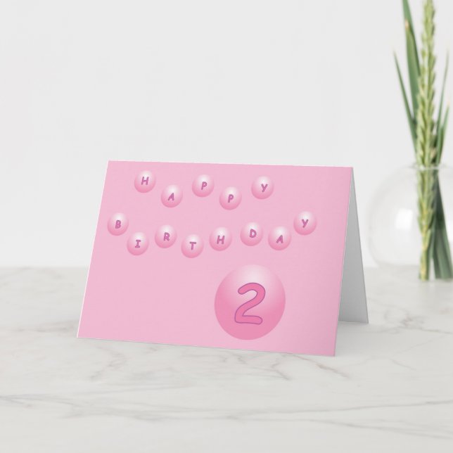 Carte Balles d'anniversaire roses 2 ans (Devant)