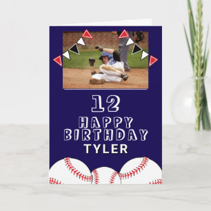 Carte Balles de Baseball Drapeaux Enfants Photo Annivers