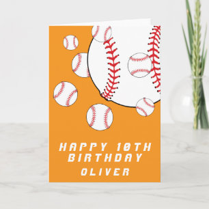 Carte Balles de baseball orange Enfants Garçon Joyeux An