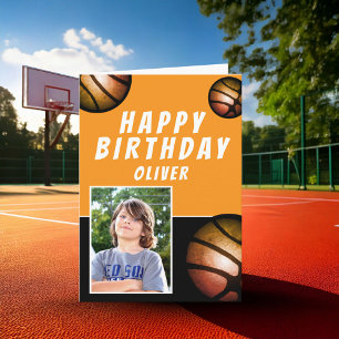 Carte Balles de Basket-ball Sports Enfants Joyeux Annive