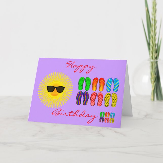 Carte Balles de plage et soleil avec lunettes de soleil  (Devant)