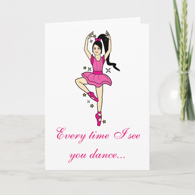 Carte Ballet Félicitations Ballerina avec étoiles (Devant)