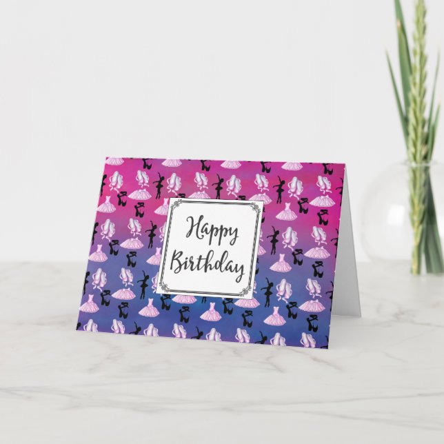 Carte Ballet Thème Motif avec Danse Anniversaire (Devant)