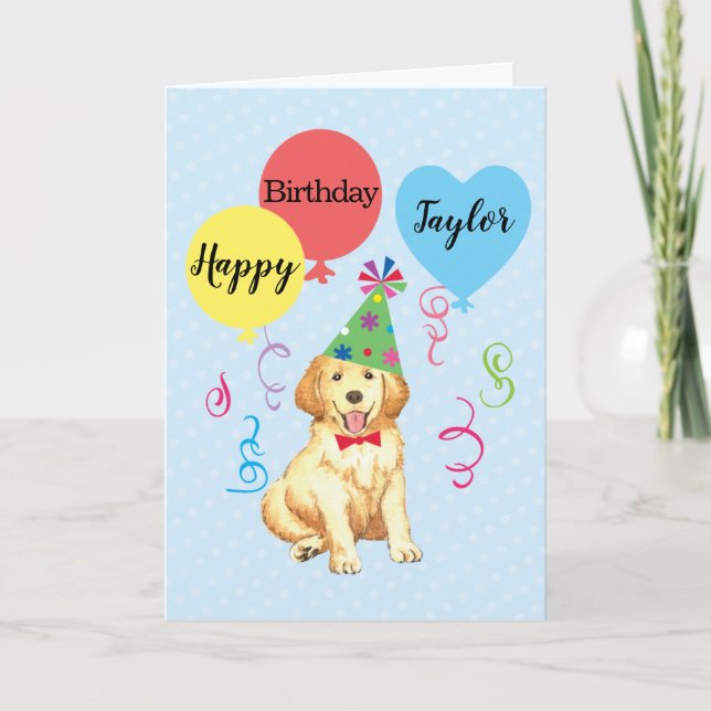 Carte Ballets de fête d'anniversaire Golden Retriever (Devant)
