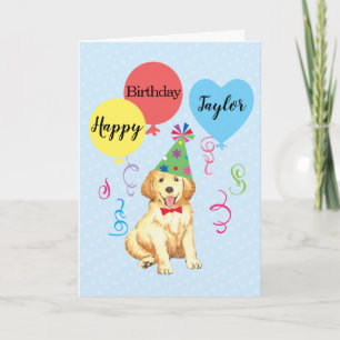 Carte Ballets de fête d'anniversaire Golden Retriever