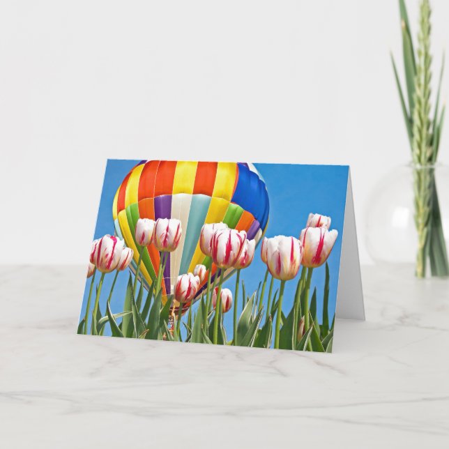 Carte Ballon à air chaud avec tulipes à ressort (Devant)