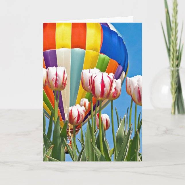 Carte Ballon à air et tulipes chaud pour la pensée à (Devant)