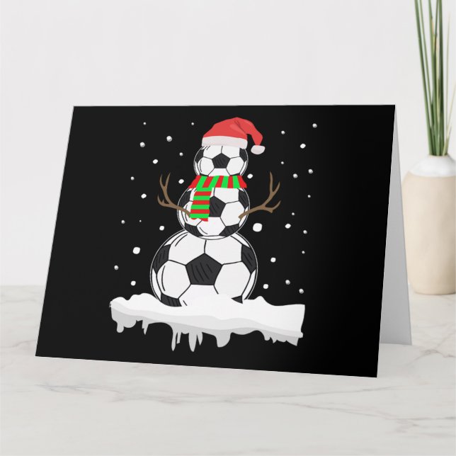 Carte Ballon de football drôle de Noël Bonhomme de neige (Devant)