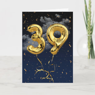 Carte Ballon en Mylar doré pour 39e anniversaire et cart