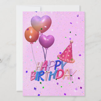 Carte ballon rose Anniversaire