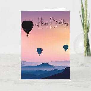 Carte Ballons À Air Chaud Dans Mist Mist Anniversaire