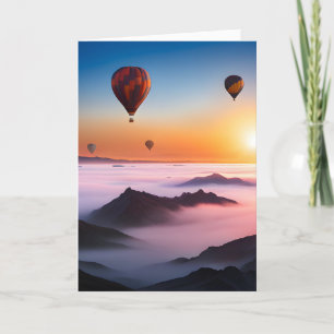 Carte Ballons À Air Chaud Dans Mist Mist Anniversaire