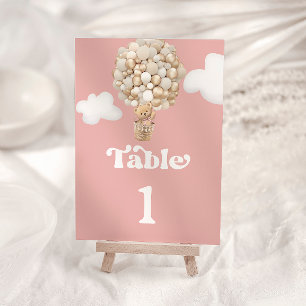 Carte Ballons à ours en peluche mignons rose Numéro de t