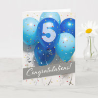 Carte Ballons bleus de 5e anniversaire de l'employ