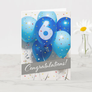 Carte Ballons bleus du 6e anniversaire de l'employ