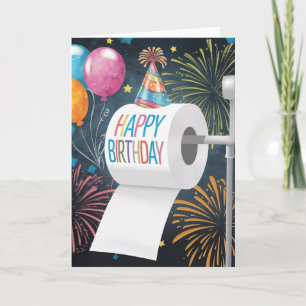 Carte Ballons casquettes de papier toilette feu d'artifi