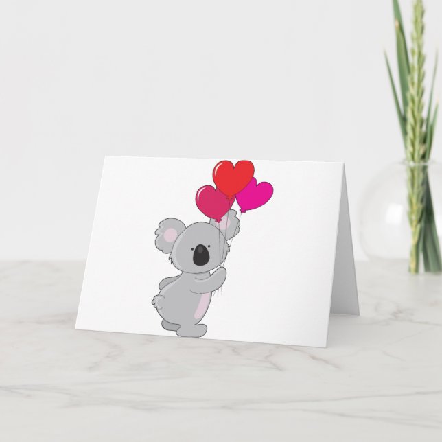Carte Ballons Coeur Koala (Devant)