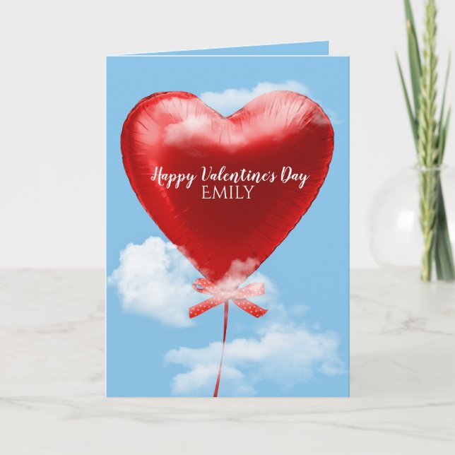 Carte Ballons coeur Saint Valentin rouge dans les nuages (Devant)