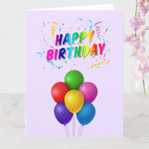 Carte Ballons colorés Confetti Joyeux anniversaire