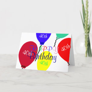 Carte Ballons colorés du 40e anniversaire