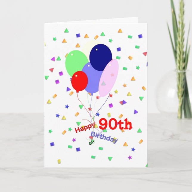Carte Ballons colorés du 90e anniversaire (Devant)