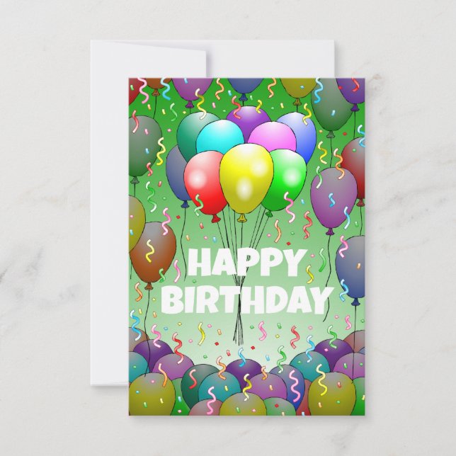 Carte Ballons colorés et Confetti (Devant)