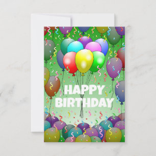 Carte Ballons colorés et Confetti