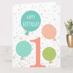 Carte Ballons couleur mignonne Pastel 1er anniversaire
