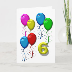 Carte ballons d'anniversaire 06 ans