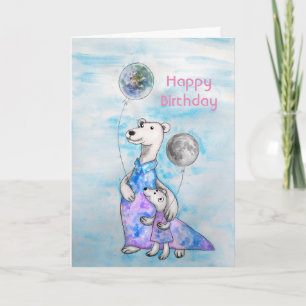 Carte Ballons d'anniversaire de l'ours polaire