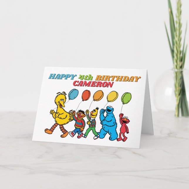 Carte Ballons d'anniversaire des amis de 1, rue Sésame  (Devant)
