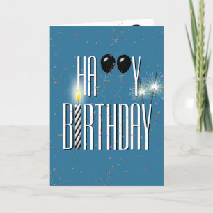 Carte Ballons d'anniversaire noirs avec des étincelants