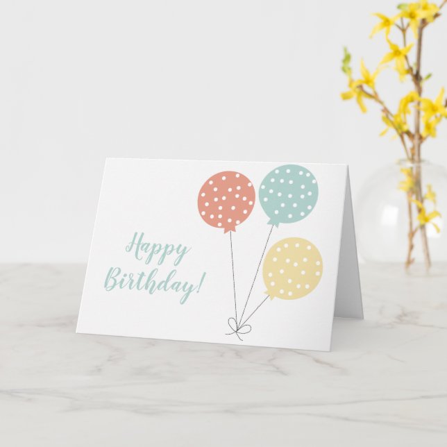 Carte Ballons d'anniversaire Pastel simple Pois (Fleur jaune)