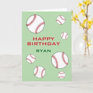 Carte Ballons De Baseball Vert Heureux Enfants D'Anniver
