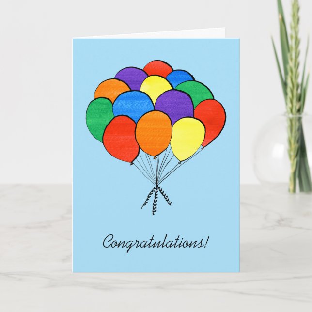 Carte Ballons de couleur arc-en-ciel—Félicitations (Devant)